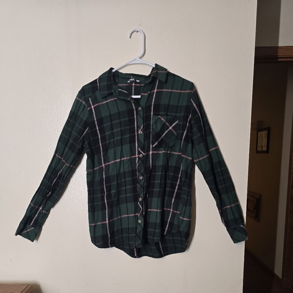 Sonoma Green and Pink Button Down Shirt
